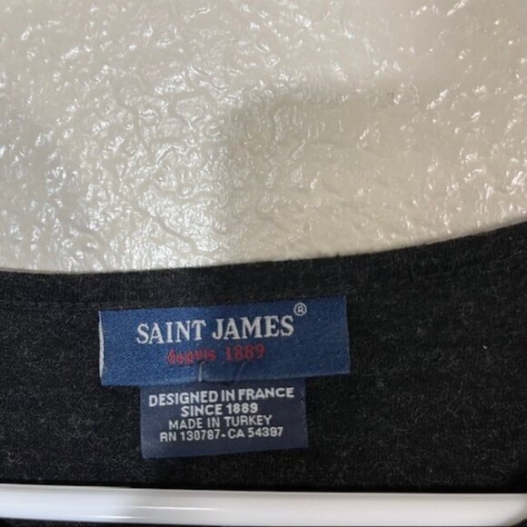 Saint James Top Womens 8 Dark Gray Long Sleeve Shirt Viscose Wool - Picture 3 of 6